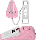 Portable Door Lock & Door Stop Alarm Set, Dual Protection Home Security Door Kit, Travel Hotel Door Lock Devices Pocket Self Defensey Tools for Traveling Hotel Home Apartment,Pink by HNHMT