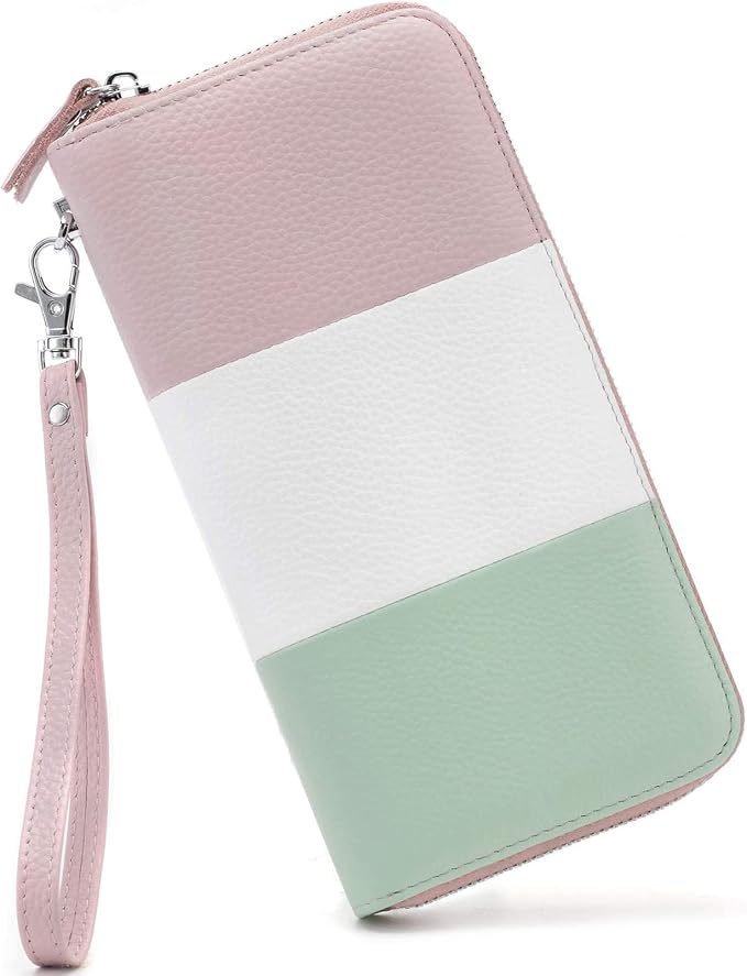 Moflycom Womens Wallet RFID Blocking Genuine Leather Multi Credit Card Large Capacity Zip Around Clutch Travel Purse Wristlet by Moflycom
