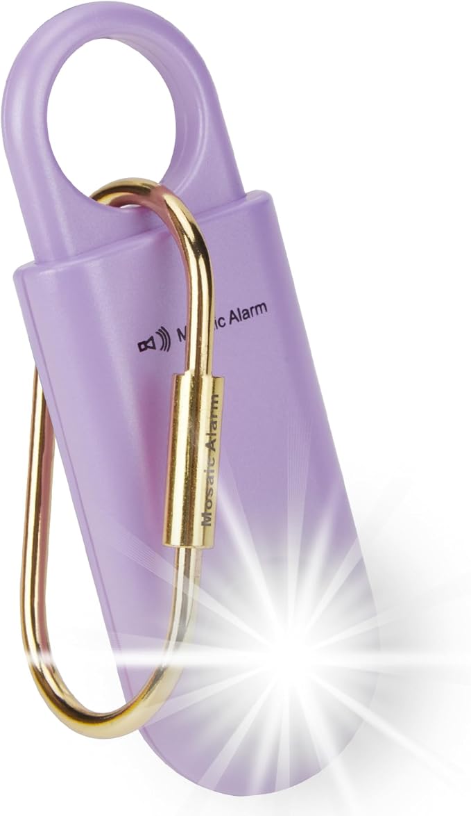 130dB Personal Safety Alarm Ultra Bright Strobe Light Loud Sound Keychain Siren with Carabiner for Women, School Children, Night Runners. Hiking Alarm Bear Deterrent. SOS Emergency Alerts. Purple by MosaicAlarm