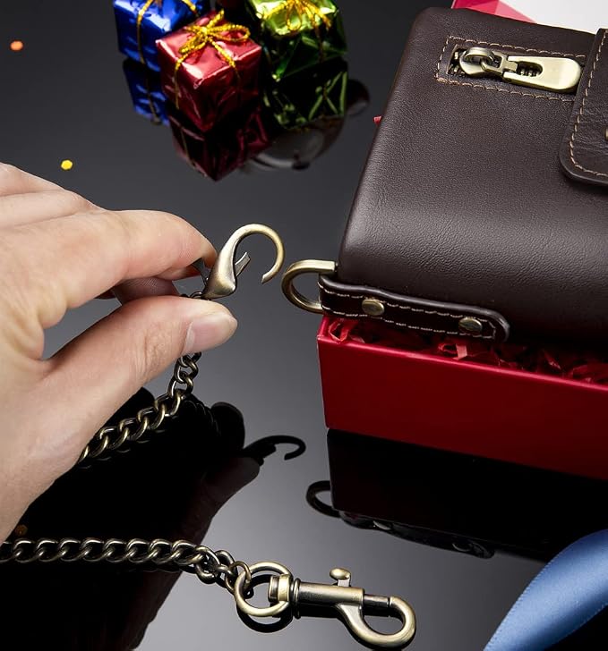 Mens Wallet with Chain Genuine Leather Purse RFID Blocking Bifold Double Zipper Coin Pocket with Anti-Theft Chain… - Image 6