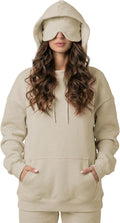 Ainangua Womens Oversized Pullover Essentials Hoodie with Eye Mask Comfor Airplane Mode Travel Office Vacation Sweatshirt by Ainangua
