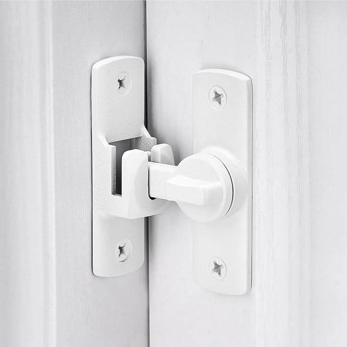 2 Pcs Matte White 90/180 Degree Flip Lock,Aluminum Alloy Barn Door Latch | Right Angle Door Lock Latch,Sliding Door Latches,Flip Gate Latches,for bedroom,garage,drawer,cabinet,window,pet enclosures - Image 3