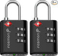 Fosmon TSA Approved Locks for Luggage. Suitcase Locks with Open Alert Indicator, 3 Digit Combination Padlock with Alloy Body for Travel, Backpack Zipper Anti Theft, Locker, Gym, Tent- Black, 2 Pack by Fosmon