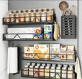 Mystozer 16.9 Inch Wide Large Capacity Magnetic Spice Rack for Refrigerator,6 Pack Metal Fridge Shelf Spice Rack Organizer Refrigerator Organizer Kitchen Spice Organizer Spice Storage(Black) by Mystozer