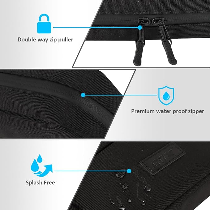GOX Travel Cable Organizer Bag, Medium Tech Pouch for Electronics, Black | Two Zippers & Multiple Storage Pockets, Water-Repellent Oxford, All-in-One Tech Bag for Electronic & Travel Accessories - Image 8