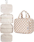 Narwey Hanging Toiletry Bag for Women Travel Makeup Bag Organizer Toiletries Bag for Travel Size Essentials Accessories Cosmetics (Light Checkerboard (Medium)) by Narwey