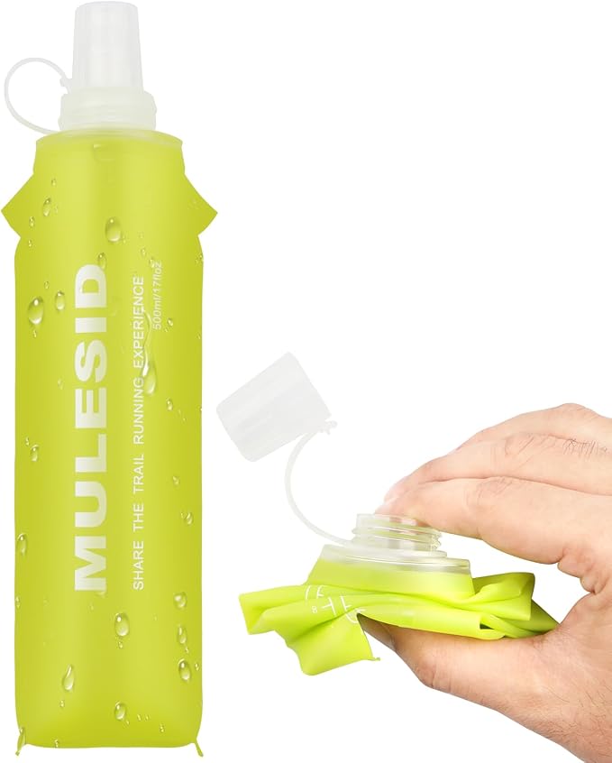 Soft Flask Running Bottles Collapsible Water Bottle Foldable for Traveling Running Vest Collapse Hydration TPU 250ml 500ml for Runner (500ml/-1pcs) by MULESID