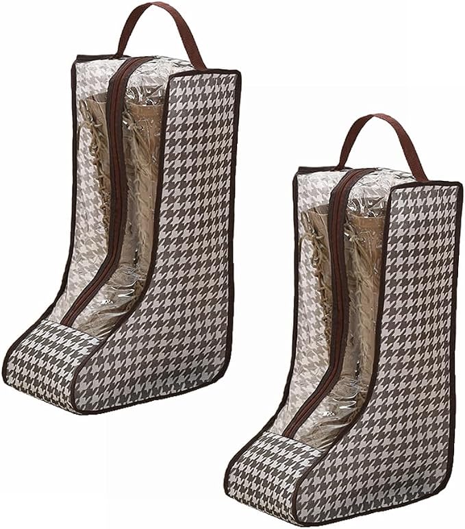 Travel Shoe Bags Tall/Short Boots Storage Bags Dust-proof Shoe Storage Organizer Shoe Pouch with Zipper for Travel and Daily (2 pack tall grid) by Unknown