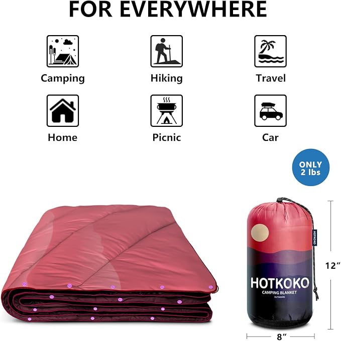 Puffy Camping Blanket,Large Camp Blanket Outdoor Camping Quilt Waterproof | Lightweight Printed Warm Packable Down Alternative Blanket for Camping,Traveling, Stadium, Hiking, Picnics - Image 4