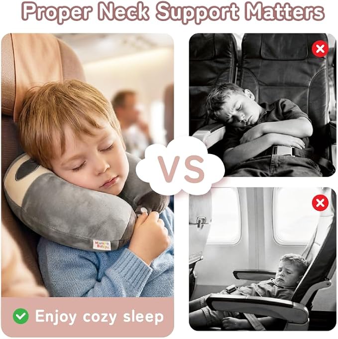 Kids Travel Neck Pillow for Ages 3-8, Memory Foam, Removable Cover, Sloth | Machine washable, 13 in neck size, hidden zipper, 360-degree head and chin support, car seat and airplane use - Image 6
