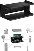 Bedside Wall Shelf Organizer, Small Bedside Shelf, (Black) | Wall Mount for Bed, Stick on Wall Shelf, Double Tray Holder for Storing Cellphone, Glasses, Keys, Camera , Alarm Clock by NOTMBESTM