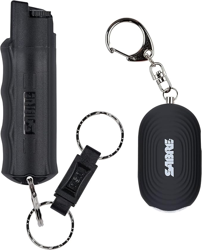 SABRE Personal Safety Kit with Pepper Spray and 2-in-1 Personal Alarm with LED Light, 0.54 fl oz, 25 Bursts,130dB Alarm, Audible Up to 1,250 Feet by SABRE