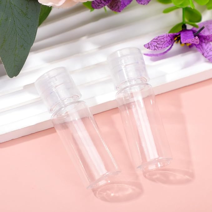 12 PCS Travel Size Empty Sample Containers with Flip Cap, 15ml/0.5oz Clear Plastic Mini Travel Bottles Make up Sample Containers Tiny Bottles for Emollient Water Shampoo Shower Gel Lotion - Image 7
