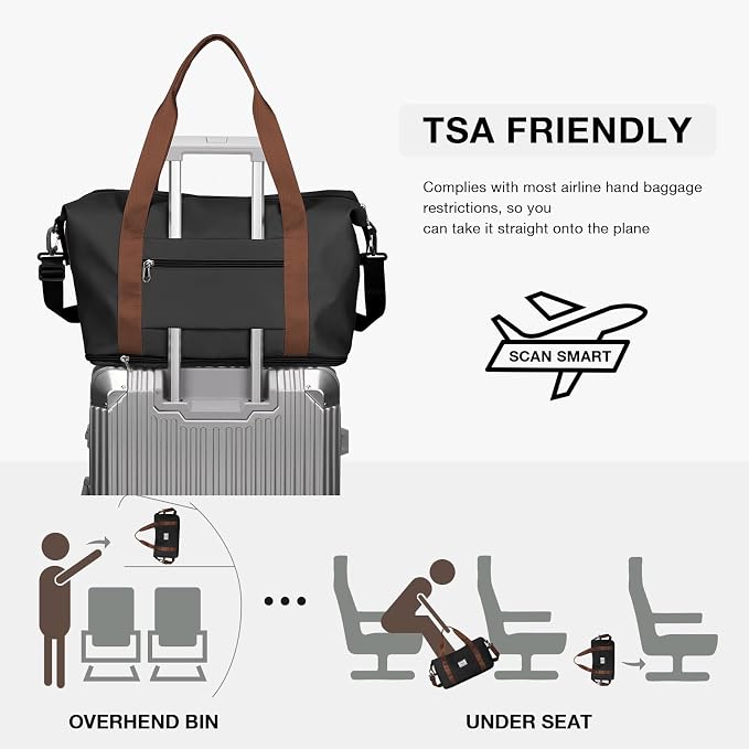 Travel Duffel Bag, Sports Tote Gym Bag, Shoulder Weekender Overnight Bag for Women - Image 4