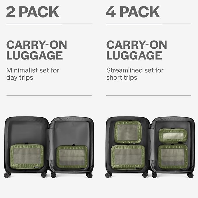 Compression Packing Cubes for Travel, 2-Pack, Olive | Solves overpacking, 2-Piece set fits most carry-ons, 50% Space savings, Compression luggage organizer bags - Image 4
