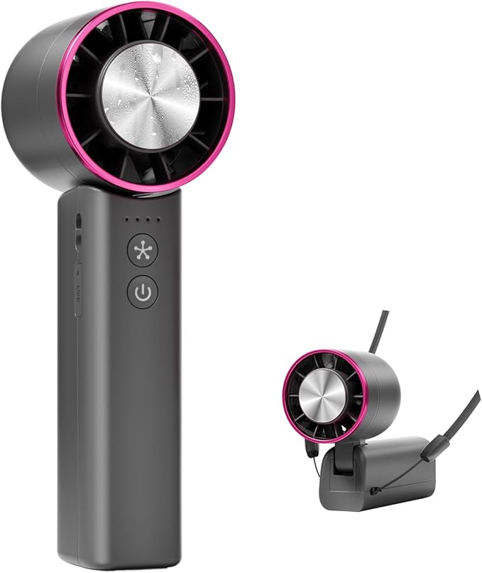 Handheld Mini Fan with Ice Cooling, 4 Speeds Adjustable Personal Fan, 4800mAh USB-C Rechargeable Battery Operated, Ultra-Quiet Portable Pocket fan for Travel, Home, Office, Outdoor Black by Sowmow