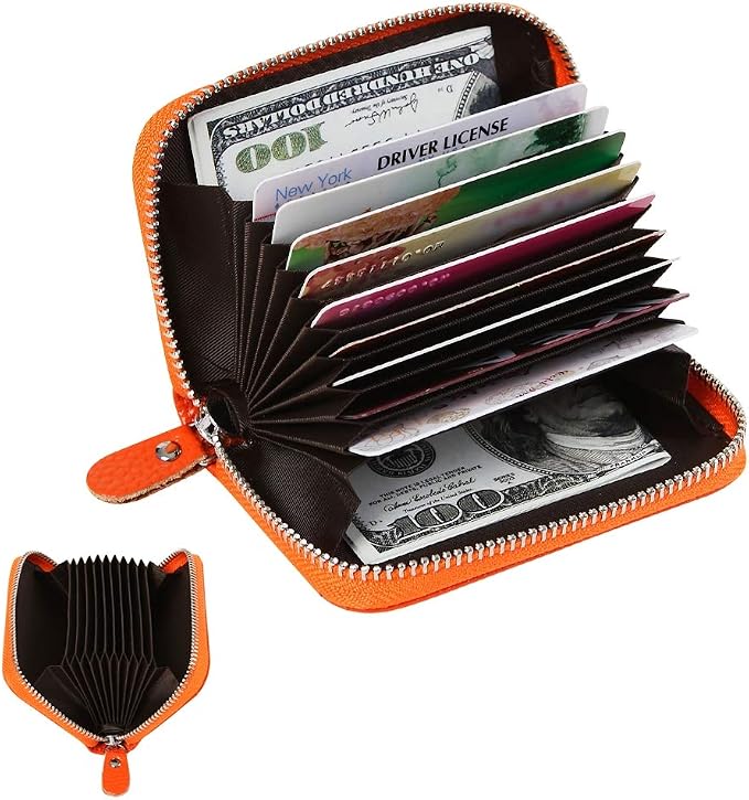 Women's RFID Blocking 12 Slots Credit Card Holder Leather Accordion Wallet - Image 2