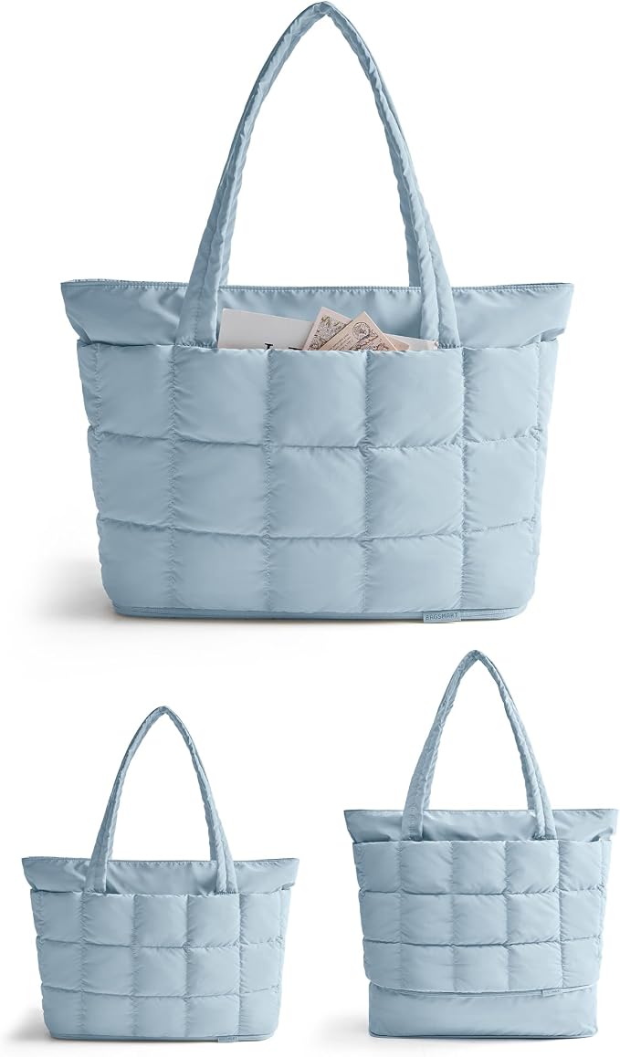 BAGSMART Expandable Tote Bag for Women, Puffer Work Tote Travel Bag | Quilted Carry On Bag for Travel Work Gym College, Waterproof Travel essentials - Image 7