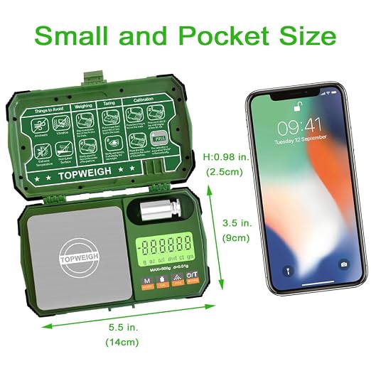 Pocket Scale, 500g x 0.01g, Dual Powered, Precision Gram Jewelry Scale with Zipper Case, Digital Small Coin Scale, Large Backlight Display, 6 Weighing Units,Cal Weight, USB Cable Included - Image 6