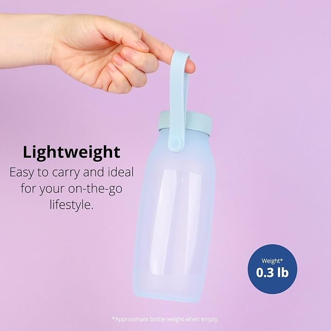 BLUE GINKGO Collapsible Water Bottle – Lightweight, Foldable Silicone Bottle for Travel, Hiking, and Camping (16.9oz, Made in Korea, Blue) - Image 4