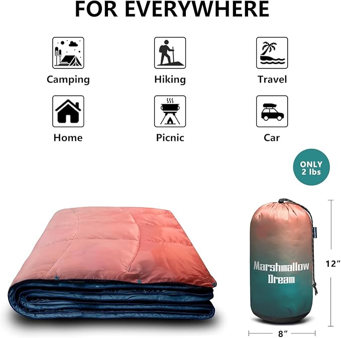 Camping Blanket, Puffy Blanket Lightweight Windproof Water Resistant for Outdoors,Hiking, Backpacking,Beach,Car,Picnic,Stadium - Image 5