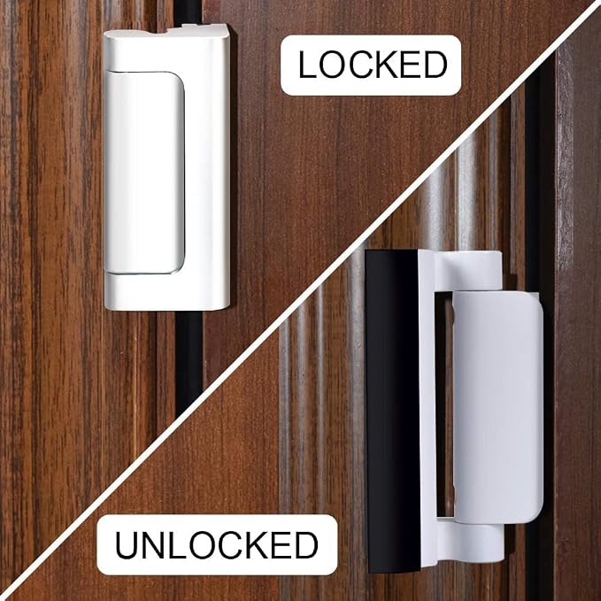 Home Security Door Lock Reinforcement Front Door Locks for Kids Safety | Top of Child Proof Door Safety Locks from Inside, High Flip Night Latch Lock Withstands 800 lbs Inward Swinging Doors - Image 8