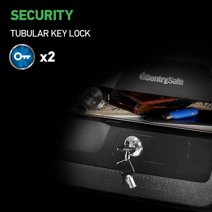 SentrySafe Fireproof and Waterproof Document Safe with Key Lock, Lock Box for Cash, Passport, Jewelry, Exterior: 16.5 in W x 14.8 in D x 7.6 in H, Black, 0.36 Cubic Feet, CHW30220 | Fire and Water Resistant Document Safe With Key Lock, Protects Cash, P... - Image 4