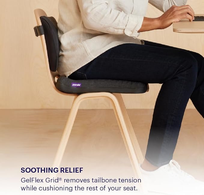 Purple Simply Seat Cushion, Lightweight 1.25" Low-Profile Gel Seat Cushion | GelFlex Grid for Car Seat, Airplane, Desk Chair - Pressure-Reducing, Temperature-Neutral, No-Slip - Made in USA - Image 5