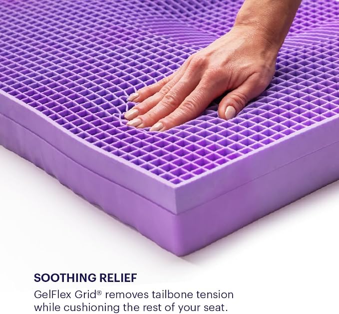 Purple Ultimate Seat Cushion, Large 2.5 Inch Gel Seat Cushion | GelFlex Grid for Office Chair, Gaming, Car - Pressure-Reducing for Long Sitting, Temperature-Neutral, No-Slip - Made in USA - Image 4