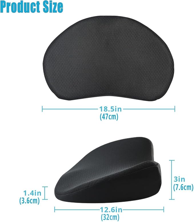 2 in 1 Car Seat Cushion Lumbar Pillow - Comfort Memory Foam Seat Cushion for Driving, Office - Sciatica-Back Pain Relief, Car Cushion for Car, Truck, Office, Wheelchair (Black) - Image 7