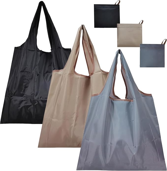 Reusable Grocery Bags 3 Pack, Foldable Shopping Bags for Groceries | Reusable grocery bags foldable for shopping, supermarket trips, travel, car storage, and everyday errands by Unknown