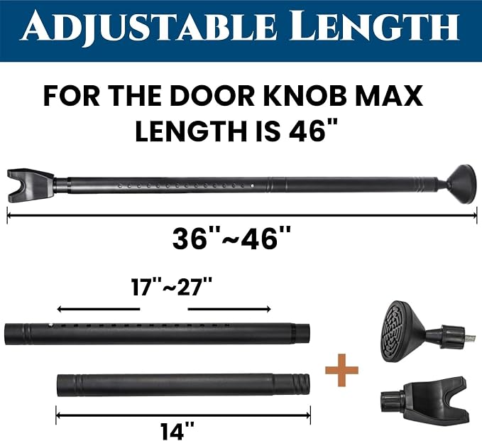 2 Pack Door Security Bars, Anti-Slip Sliding Patio Bar | 2-in-1 Heavy Duty Door Stoppers, Adjustable Jammer Barricade Security Door Lock Bar for Apartment, Home, Travel, Hotel Room - Image 2