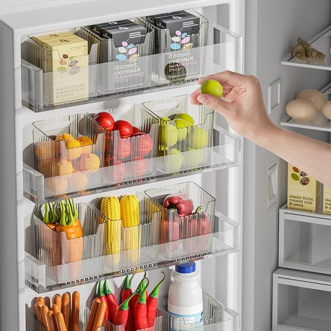 2 Pack Storage Organizer Bins, Wall Mount Organizer Clear Plastic Cabinet Containers Makeup Organizer for Fridge Wall Kitchen Bathroom Countertops Pantry - Image 5