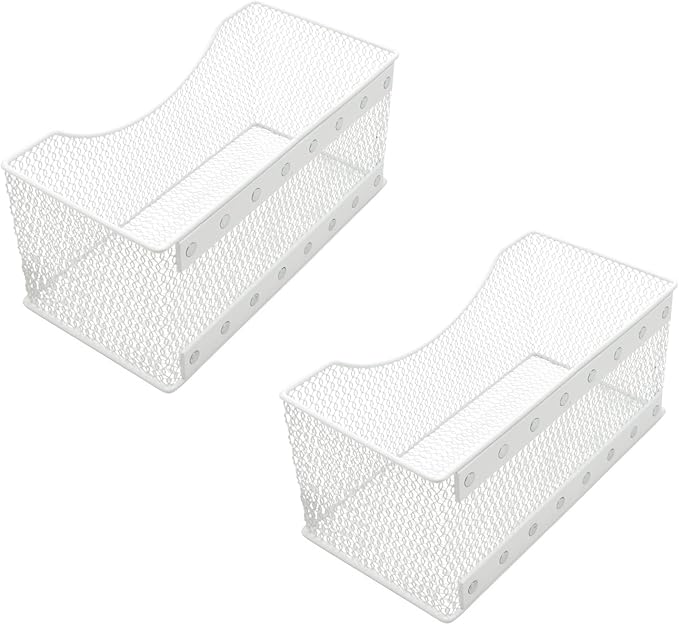 Ybmhome Wire Mesh Magnetic Storage Basket, Trash Caddy, Container, Desk Tray, Office Supply Organizer Silver for Refrigerator/Microwave Oven or Magnetic Surface in Kitchen or Office (2, Large (White)) by YBMHome