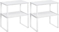SONGMICS Cabinet Organizer Shelf, Set of 2 Kitchen Counter Shelves, Kitchen Storage, Spice Rack, Stackable, Expandable, Metal and Engineered Wood, Cloud White and Snow White UKCS02W01 (Pack of 2) by Unknown