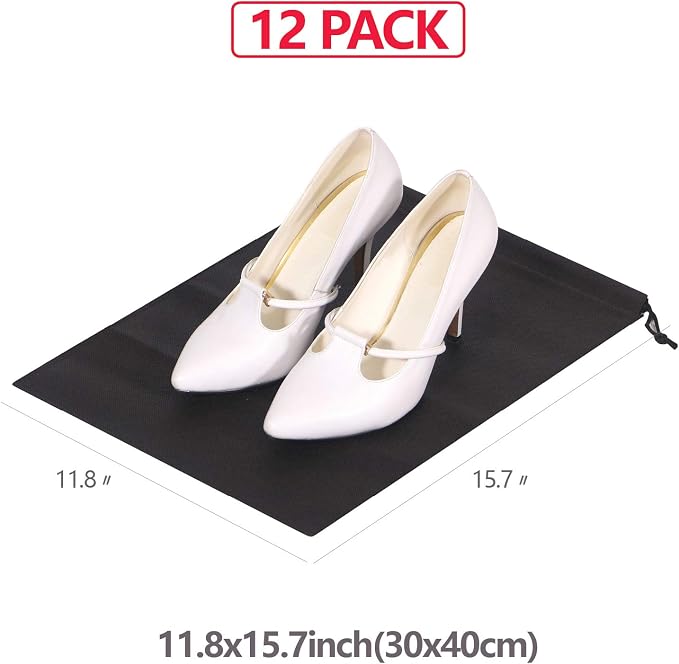 12 Pack Shoe Bags for Travel Non-Woven with Rope for Men and Women Large Shoes Pouch Storage Packing Organizers - Image 2