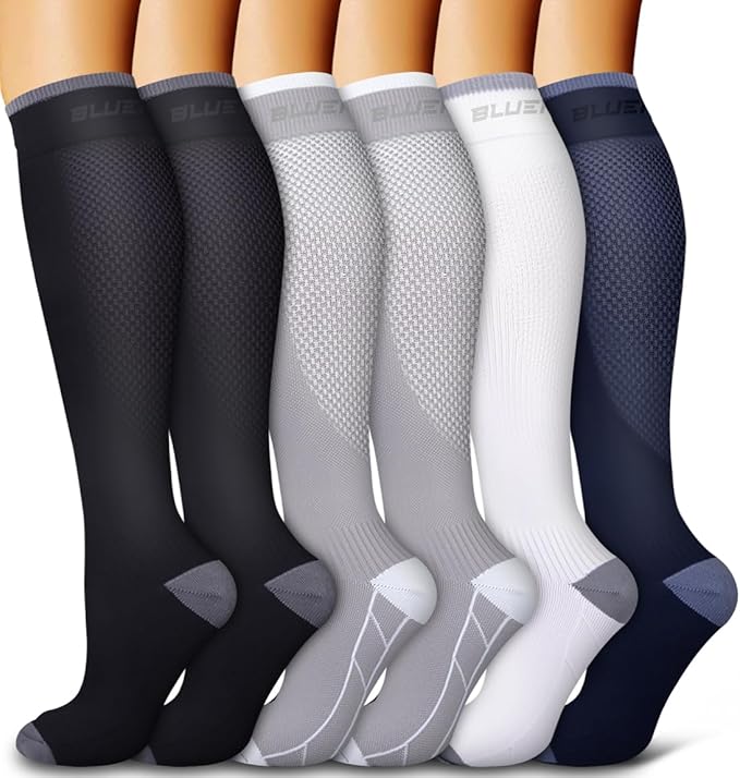 6 Pack Copper Compression Socks for Women and Men Circulation-Best Support for Medical,Running,Nursing,Athletic by Bluemaple