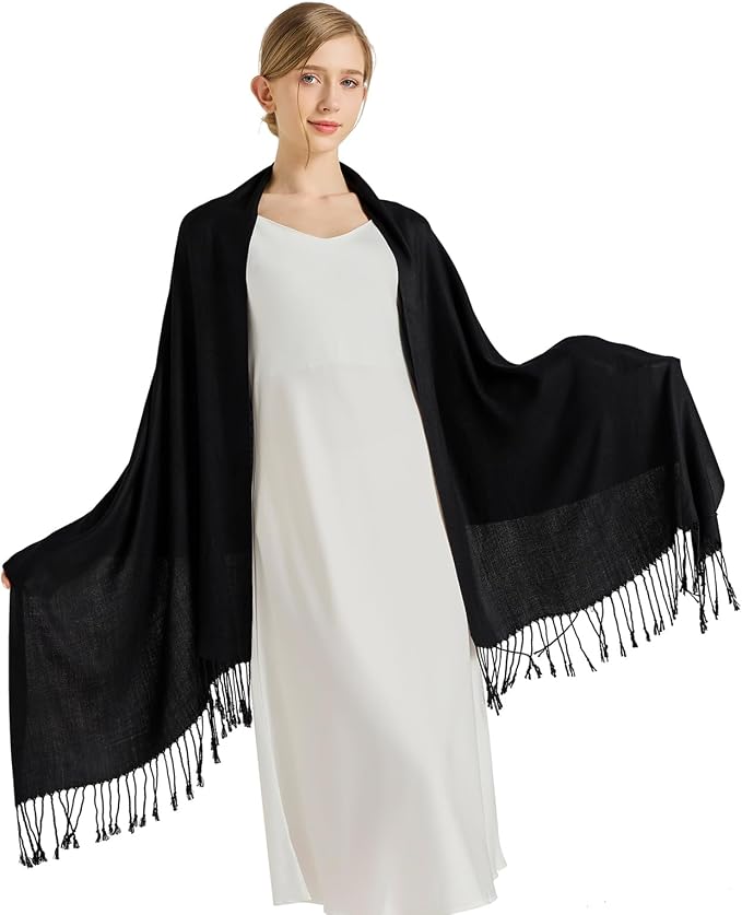 Soft Silky Pashmina Shawl Wraps Solid Colors Scarf for Wedding Evening Dresses - Image 7