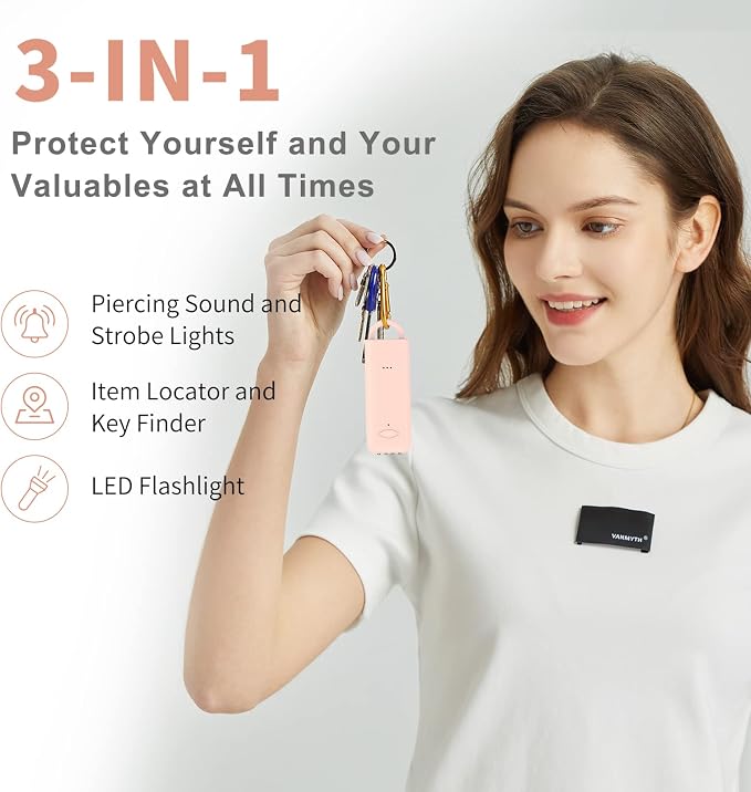 3-in-1 Personal Alarm with Apple Find My - 130dB Emergency Siren, LED Strobe Flashlight, GPS Tracker Keychain for Women, Kids, Seniors - Real-Time Location, iOS Only - Image 2