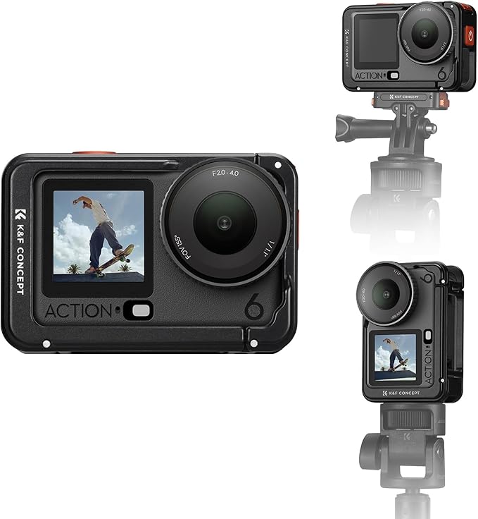 K&F CONCEPT Aluminum Alloy Camera Cage Compatible with DJI Osmo Action 6 | Protective Cage Expansion Frame Case with Cold Shoe | 1/4" Screw Adapter for Tripod, Selfie Stick, Action 6 Accessories, CD03 by KFCONCEPT