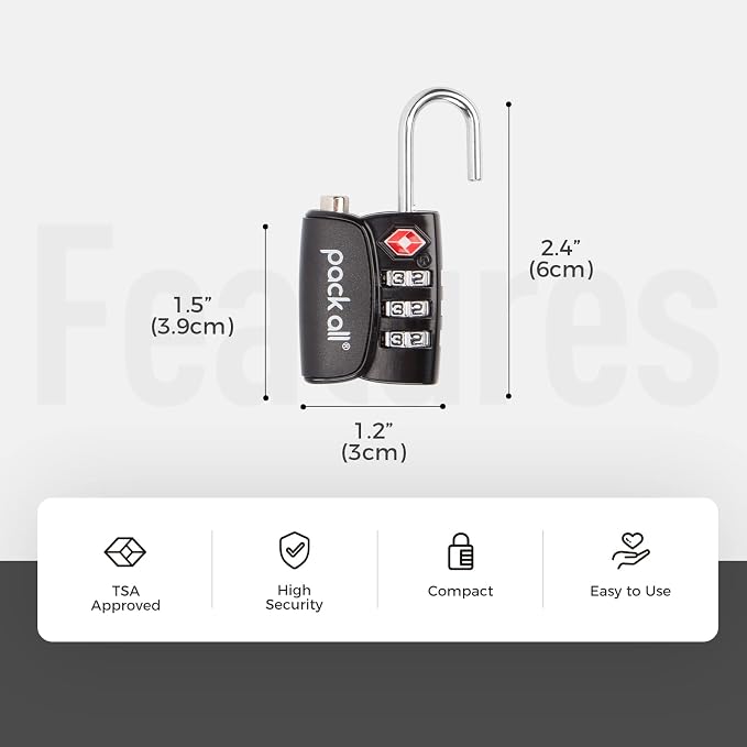 pack all TSA Approved Travel Luggage Locks, Resettable 3-Digit Code | Open Alert Indicator, Zinc Alloy Body, Clear Number Dials, For Suitcase, Toolbox, Backpack, 4 Pack - Image 7