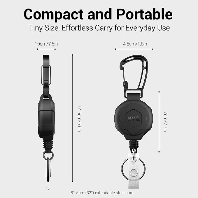 Retractable Key Finder & Badge Reel, Bluetooth Tracker Works with Apple Find My – Anti-Lost Locator for Keys, Handbag, Work ID, Never Lose Your Essentials, 400ft Range, Loud Alert, Black 1Pack - Image 7