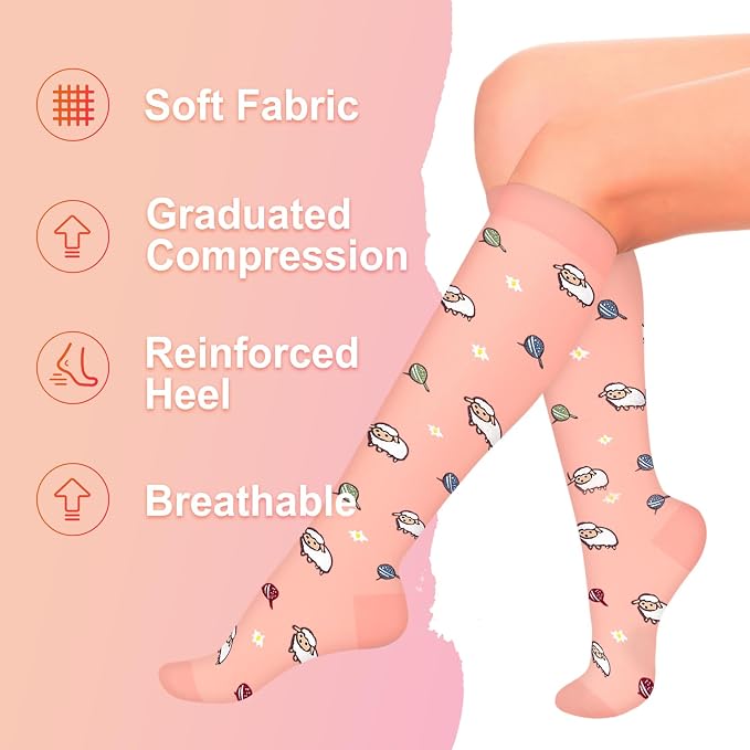 4 Pairs Compression Socks for Women Circulation-Best Support for Nurses,Running,Athletic,Travel - Image 5