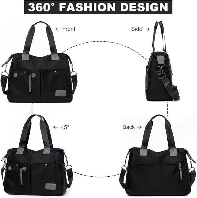 Tote Bag for Women,Multi Pockets Shoulder Handbag,Nurse Bag for Work,Large Cross body Purse,Fashion Nylon Top Handle Satchel - Image 4
