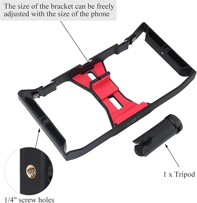Smartphone Video Rig, Phone Video Cage Grip with Cold Shoe Mount Filmmaking Vlogging Case Phone Stabilizer Mount Phone Holder for Video Recording Handheld Stabilizer for Videomaker Videographer - Image 2