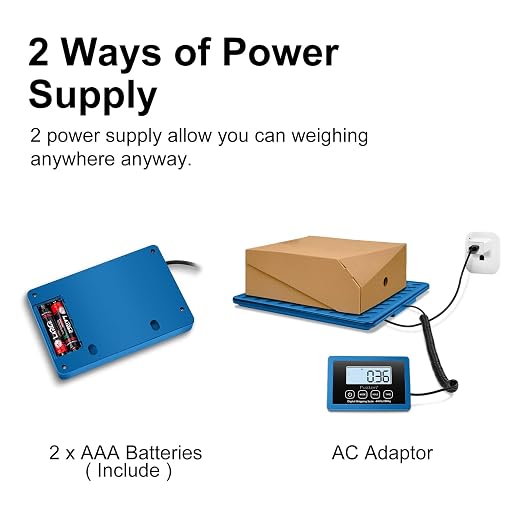 Fuzion Shipping Scale, 440LB x 10g Postal Scale, Hold & Tare Function | Durable Alloy Steel Platform, Heavy Duty Scale for Packages, Luggage, Large Floor Scale Battery and AC Adapter Included - Image 5