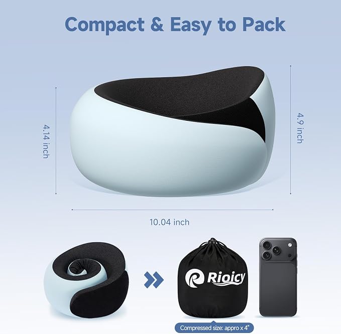 Travel Pillow for Airplanes, Memory Foam Airplane Neck Pillow for Train | Ergo Memory Foam Plane Travel Pillow, Travel Neck Pillows for Long Flights, Car, Train & Office Use - Image 5
