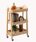 3-Tier Rolling Craft Cart, light-colored wood, Sturdy, Waterproof, with Wheels, for Kitchen, Bathroom, Laundry by ONEPTY
