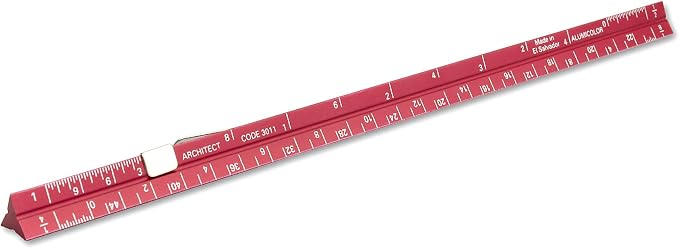 Alumicolor Aluminum Architect Pocket Scale With Clip, 6IN, Red by Alumicolor
