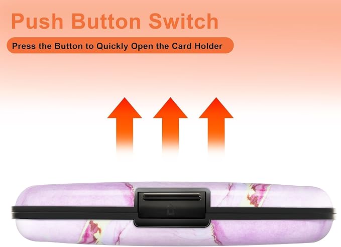 Mayski Credit Card Holder for Women RFID Blocking Wallet, Pink Marble | Card Wallets for Women Small Mini Business Metal Accordion Aluminum Alloy Hard Case for Men - Image 6